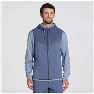 VRST Indigo Navy Lightweight Full Zip Hoodie Golf Vest Small NWT
